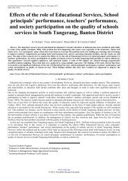 Effects of the role of Educational Services, School principals’ performance, teachers’ performance, and society participation on the quality of schools services in South Tangerang, Banten District 