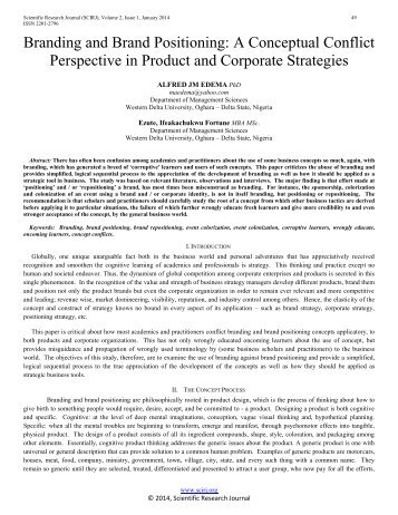 BRANDING AND BRAND POSITIONING: A CONCEPTUAL CONFLICT PERSPECTIVE IN PRODUCT AND CORPORATE STRATEGIES 