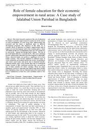 Role of female education for their economic empowerment in rural areas: A Case study of Jalalabad Union Parishad in Bangladesh 