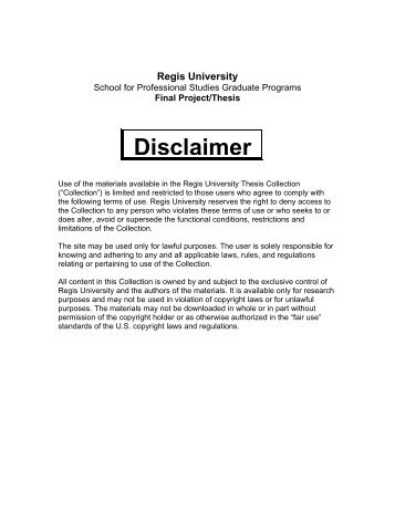 Disclaimer - Alliance Digital Repository