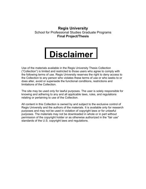 Disclaimer - Alliance Digital Repository