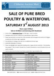 sale of pure bred poultry & waterfowl - Clitheroe Auction Mart