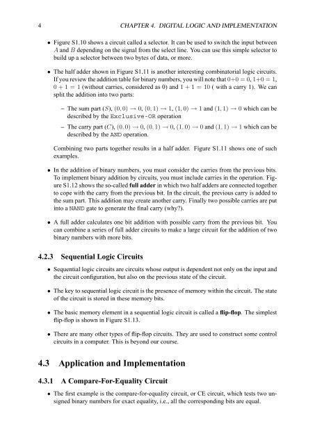 Chapter 4 Digital Logic and Implementation 4.1 Boolean Algebra