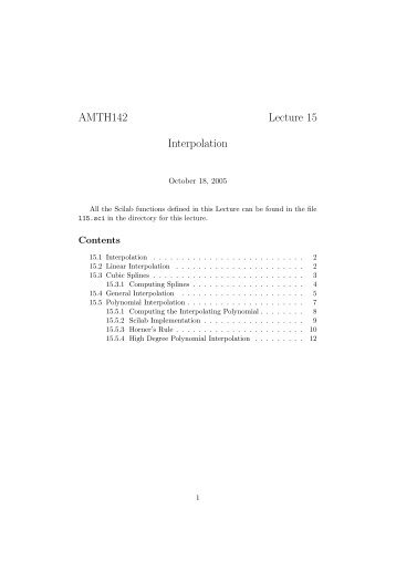 AMTH142 Lecture 15 Interpolation