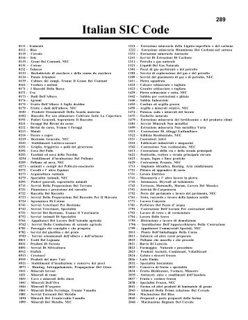 Italian SIC Code - Global Contact