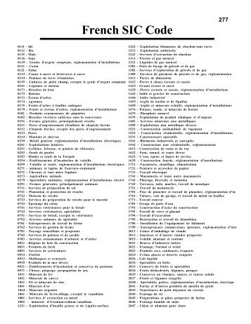 French SIC Code - Global Contact