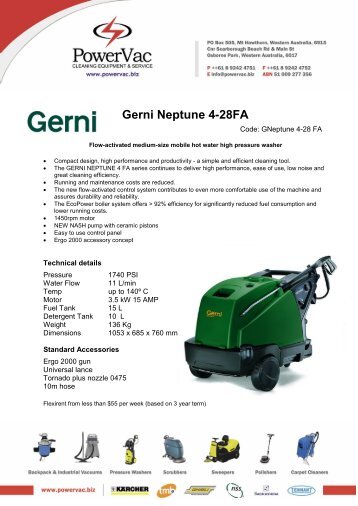 Gerni Neptune 4-28FA Hot Water Washer Brochure