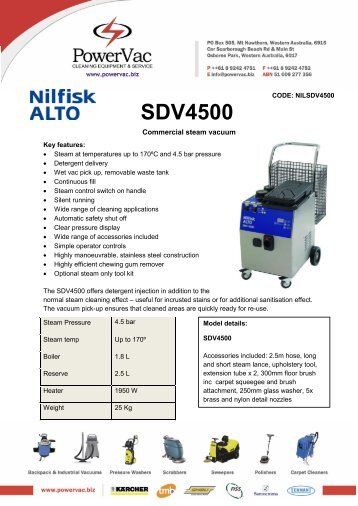 Nilfisk Alto SDV4500 steam vacuum brochure