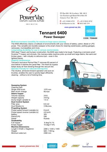 Tennant 6400 Sweeper brochure