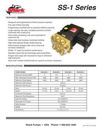 SS-1 Series Pump - Shark Pressure Washers