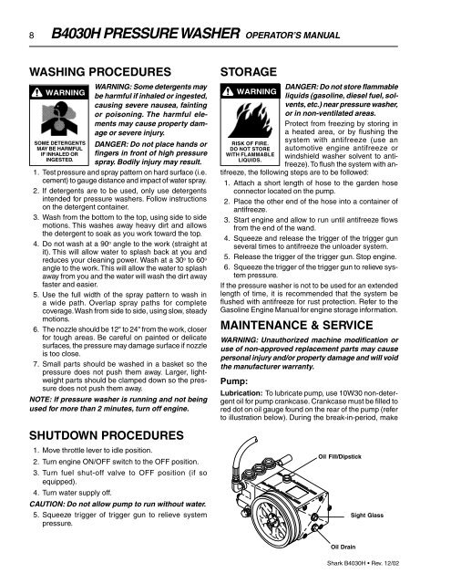 MODEL: B4030H - Shark Pressure Washers