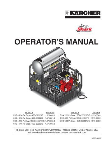 OPERATOR'S MANUAL - Shark Pressure Washers