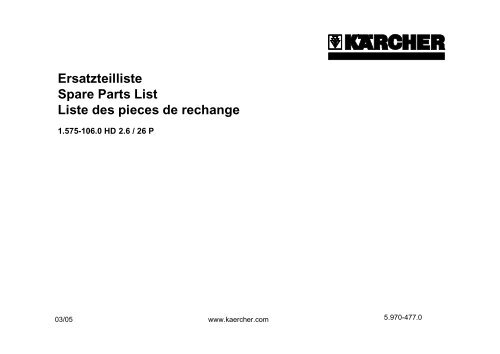 Ersatzteilliste Spare Parts List Liste des pieces de rechange