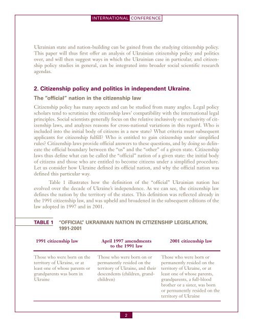 Citizenship and nation-building in Ukraine - Chair of Ukrainian Studies