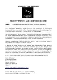 newcastle falcons rugby academy strength and ... - UKSCA