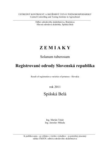 Z E M I A K Y - Ústredný kontrolný a skúšobný ústav poľnohospodársky