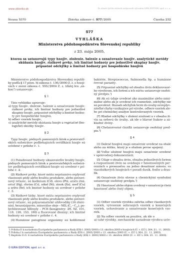 577/2005 - Ústredný kontrolný a skúšobný ústav poľnohospodársky