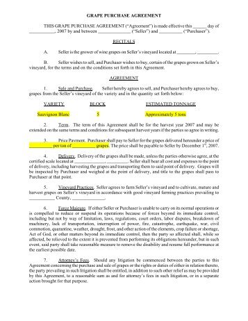 GRAPE PURCHASE AGREEMENT