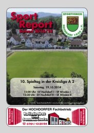 Sport Report - SV Hochdorf - Sonntag 19.10.2014