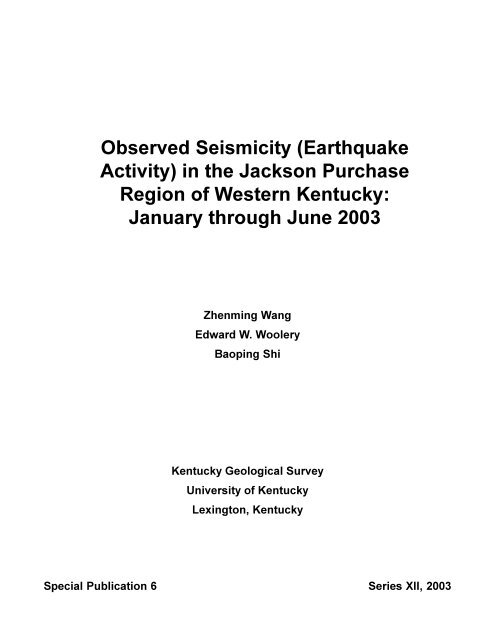 Observed Seismicity - University of Kentucky