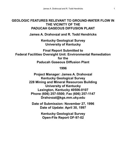 GEOLOGIC FEATURES RELEVANT TO GROUND-WATER FLOW ...