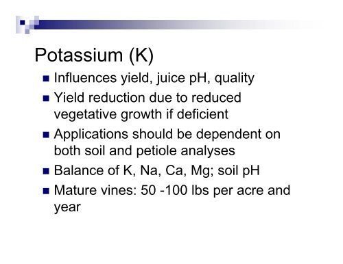 Site Preparation and Mineral Nutrition in Vineyards - University of ...