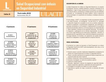 Salud Ocupacional con Ã©nfasis en Seguridad Industrial - Ulacit