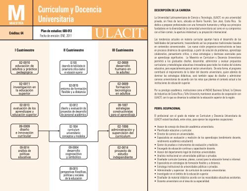 Plan de estudios - Ulacit