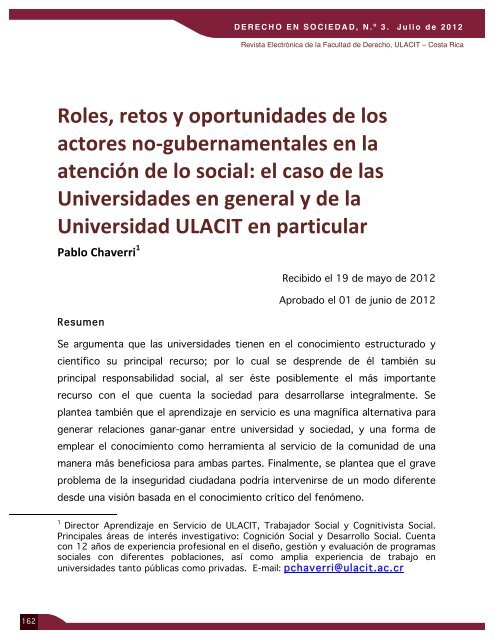 Roles, retos y oportunidades de los actores no ... - Ulacit