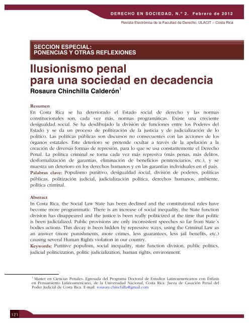 Revista Derecho en Sociedad, n.Â° 2 - Febrero 2012 - Ulacit