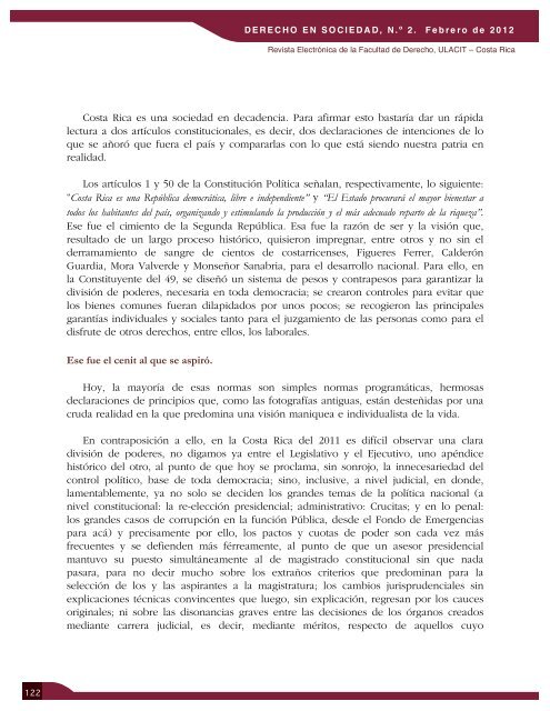 Revista Derecho en Sociedad, n.Â° 2 - Febrero 2012 - Ulacit