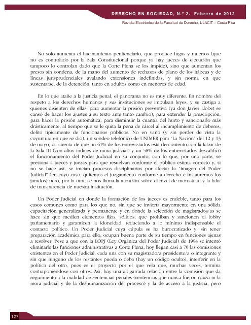 Revista Derecho en Sociedad, n.Â° 2 - Febrero 2012 - Ulacit