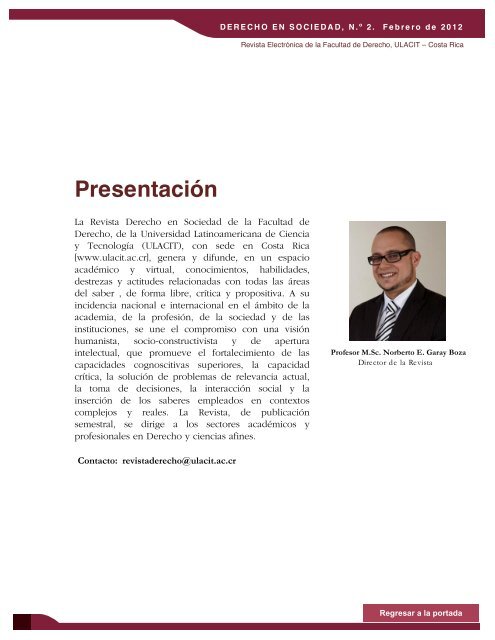 Revista Derecho en Sociedad, n.Â° 2 - Febrero 2012 - Ulacit