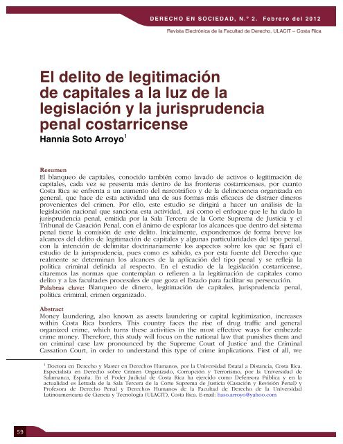 Revista Derecho en Sociedad, n.Â° 2 - Febrero 2012 - Ulacit