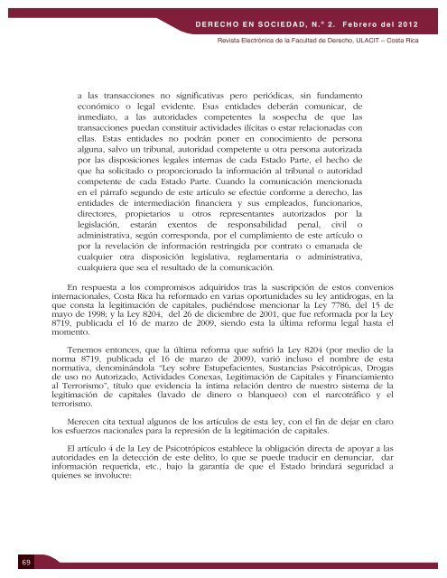 Revista Derecho en Sociedad, n.Â° 2 - Febrero 2012 - Ulacit