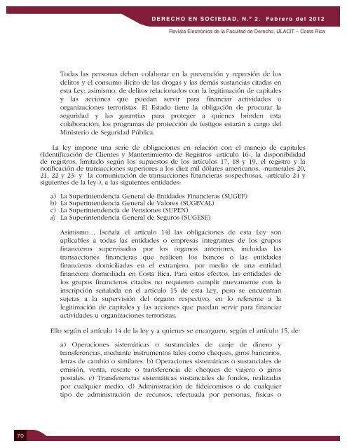 Revista Derecho en Sociedad, n.Â° 2 - Febrero 2012 - Ulacit