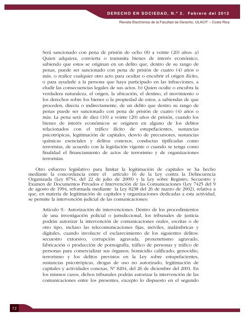 Revista Derecho en Sociedad, n.Â° 2 - Febrero 2012 - Ulacit