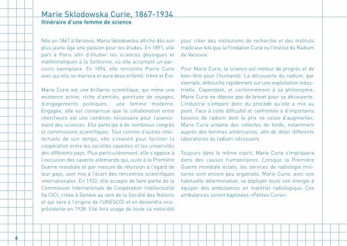 Marie Sklodowska Curie, symbole et passion - de l'UniversitÃ© libre ...