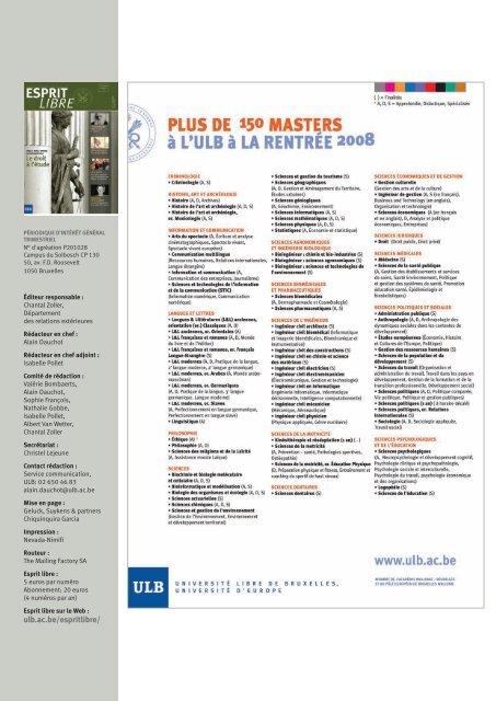 JUIN 2008 - de l'UniversitÃ© libre de Bruxelles