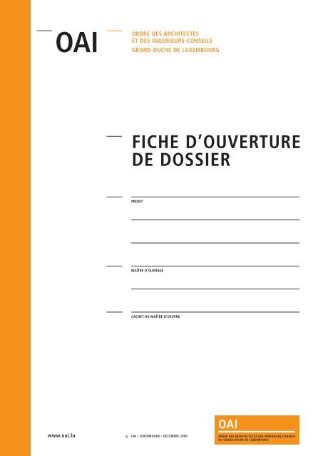 Fiche d'ouverture de dossier - OAI