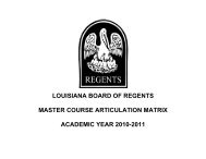 Louisiana board of regents master course articulation matrix