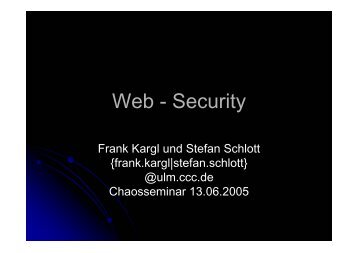 Web - Security - Ulm - CCC