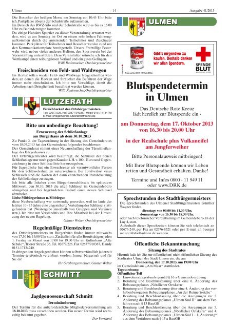 Ausgabe 41/2013 - Verbandsgemeinde Ulmen