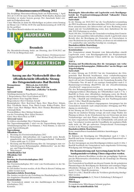 Ausgabe 13/2012 - Verbandsgemeinde Ulmen