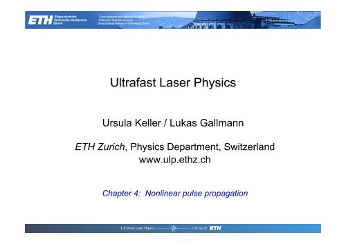 Nonlinear pulse propagation - the Keller Group