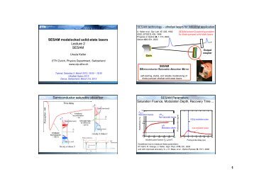 SESAM modelocked solid-state lasers Lecture 2 ... - the Keller Group