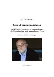 In laufender Reihenfolge - Prof. Dr. Ulrich Menzel