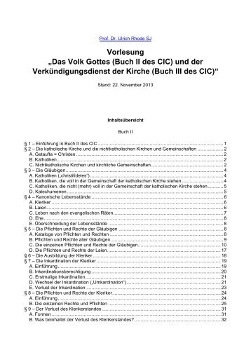 Vorlesung: Buch II und III des CIC - Ulrich Rhode