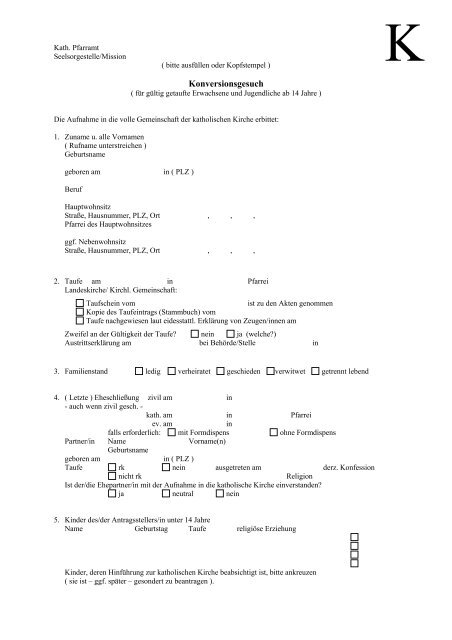 Konversionsgesuch - Ulrich Rhode