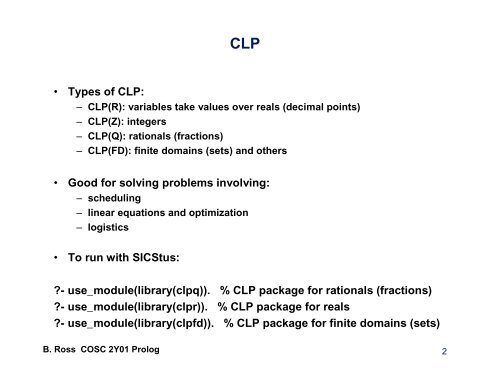 Constraint Logic Programming (Ch.14)